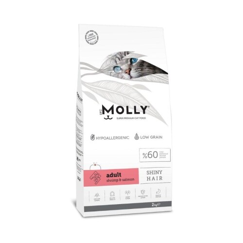 Molly Düşük Tahıllı Hypoallergenic Karidesli ve Somonlu Yetişkin Kedi Maması 2 Kg - 1