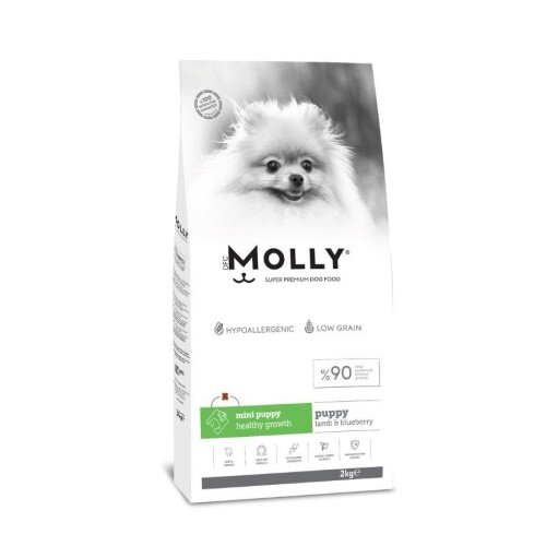 Molly Düşük Tahıllı Hypoallergenic Kuzulu ve Yaban Mersinli Küçük Irk Yavru Köpek Maması 2 Kg - 1