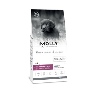 Molly Düşük Tahıllı Hypoallergenic Kuzulu ve Yaban Mersinli Orta ve Büyük Irk Yavru Köpek Maması 2 Kg - Molly