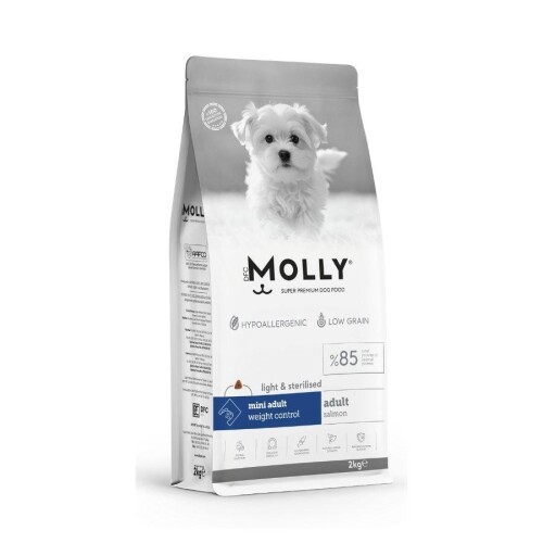 Molly Düşük Tahıllı Hypoallergenic Somonlu Küçük Irk Kısırlaştırılmış Yetişkin Köpek Maması 2 Kg - 1