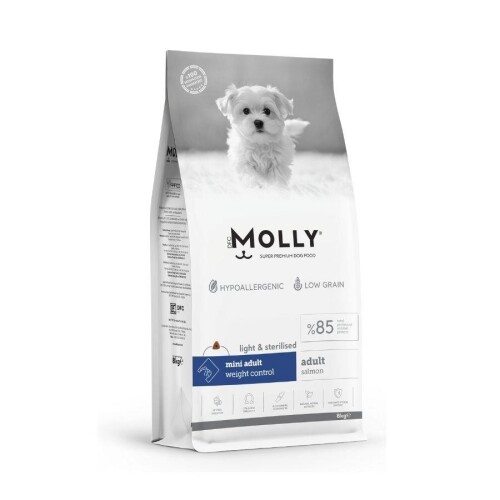 Molly Düşük Tahıllı Hypoallergenic Somonlu Küçük Irk Kısırlaştırılmış Yetişkin Köpek Maması 8 Kg - 1