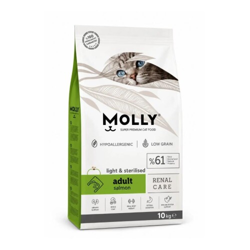 Molly Düşük Tahıllı Hypoallergenic Somonlu Light Kısırlaştırılmış Yetişkin Kedi Maması 10 Kg - 1