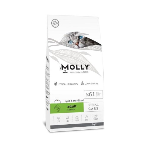 Molly Düşük Tahıllı Hypoallergenic Somonlu Light Kısırlaştırılmış Yetişkin Kedi Maması 2 Kg - 1