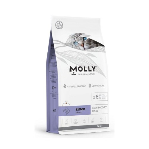 Molly Düşük Tahıllı Hypoallergenic Somonlu Yavru Kedi Maması 15 Kg - 1