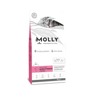 Molly Düşük Tahıllı Hypoallergenic Tavuklu Anne ve Yavru Kedi Maması 15 Kg - Molly