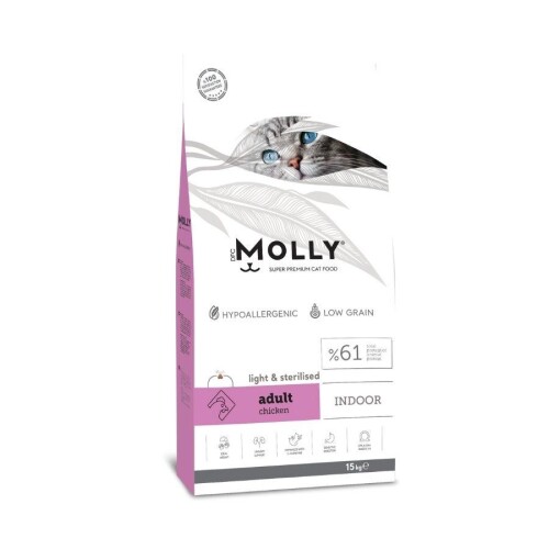 Molly Düşük Tahıllı Hypoallergenic Tavuklu Light Kısırlaştırılmış Yetişkin Kedi Maması 15+1 Kg - 1
