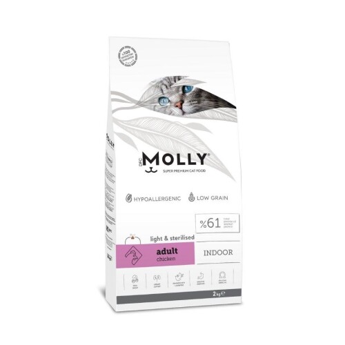 Molly Düşük Tahıllı Hypoallergenic Tavuklu Light Kısırlaştırılmış Yetişkin Kedi Maması 2 Kg - 1