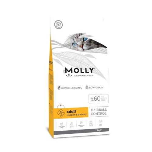 Molly Düşük Tahıllı Hypoallergenic Tavuklu ve Hamsili Yetişkin Kedi Maması 15 Kg - 1