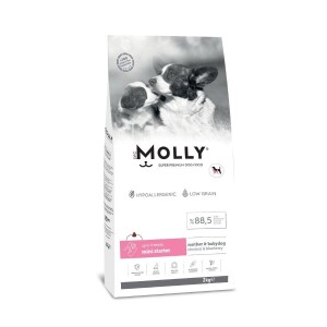 Molly Düşük Tahıllı Hypoallergenic Tavuklu ve Yaban Mersinli Küçük Irk Anne ve Yavru Köpek Maması 2 Kg - Molly