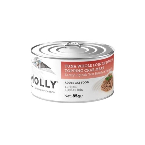 Molly Et Suyu İçinde Ton Balıklı ve Yengeçli Tahılsız Yetişkin Kedi Konservesi 85 Gr - 1