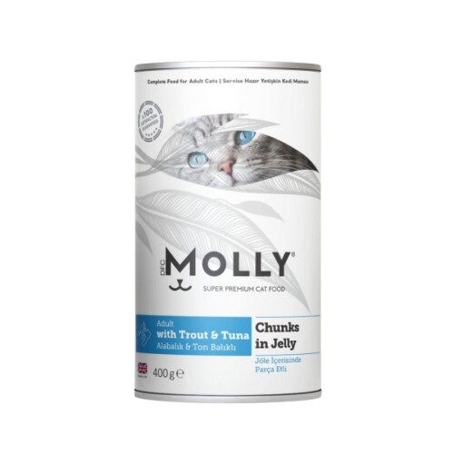 Molly Jöle İçinde Parça Alabalık ve Ton Balıklı Yetişkin Kedi Konservesi 400 Gr - 1