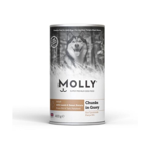 Molly Sos İçinde Parça Kuzu Etli ve Tatlı Patatesli Yetişkin Köpek Konservesi 400 Gr - 1