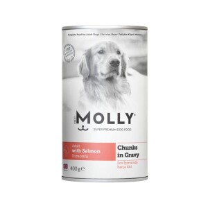 Molly Sos İçinde Parça Somonlu Yetişkin Köpek Konservesi 400 Gr - Molly