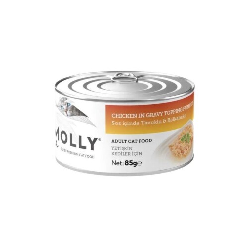 Molly Sos İçinde Tavuklu ve Balkabaklı Tahılsız Yetişkin Kedi Konservesi 85 gr - 1