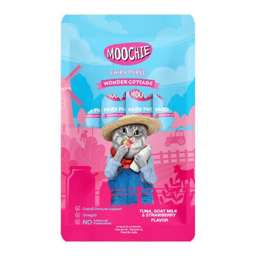 Moochie Creamy Çilekli ve Keçi Sütlü Sıvı Krema Kedi Ödülü 5x15 gr - 1