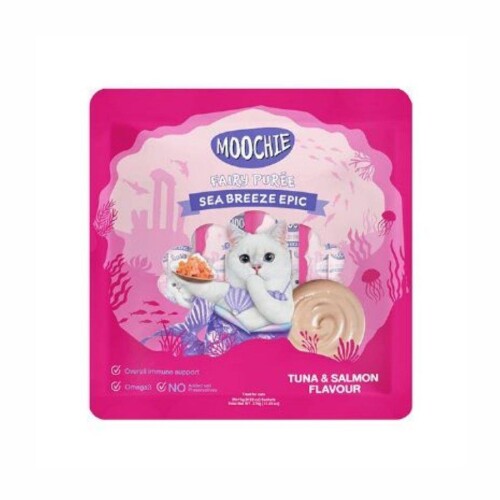 Moochie Creamy Ton ve Somon Balıklı Sıvı Krema Kedi Ödülü 25x15 gr - 1