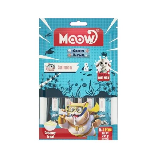 Moow Creamy Somonlu ve Keçi Sütlü Sıvı Krema Kedi Ödülü 6x12 gr - 1