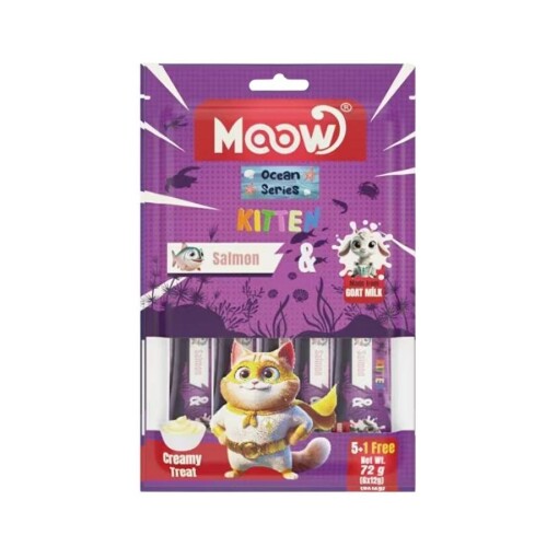 Moow Creamy Somonlu ve Keçi Sütlü Sıvı Krema Yavru Kedi Ödülü 6x12 gr - 1