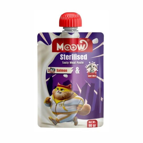 Moow Taze Somonlu ve Keçi Sütlü Kısırlaştırılmış Kedi Et Ezmesi 90 gr - 1