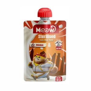 Moow Taze Tavuklu ve Keçi Sütlü Kısırlaştırılmış Kedi Et Ezmesi 90 gr - Moow