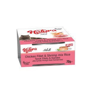 Natura Jöle İçinde Tavuk Fileto ve Karidesli Yetişkin Kedi Konservesi 70 Gr - Natura