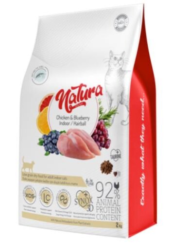 Natura Premium Hairball Tavuklu Yaban Mersinli Düşük Tahıllı kedi Maması 2 kg - 1