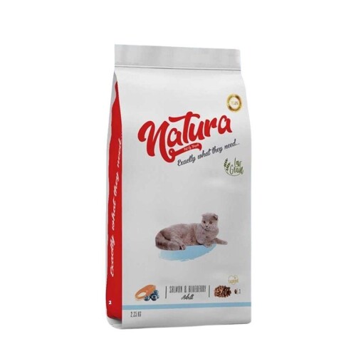 Natura Premium Somonlu Yaban Mersinli Düşük Tahıllı Yetişkin Kedi Maması 2,25 kg - 1