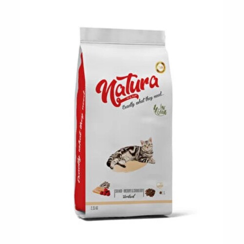 Natura Premium Tavuklu Hindili Yaban Mersinli Düşük Tahıllı Kısırlaştırılmış Yetişkin Kedi Maması 2 kg - 1