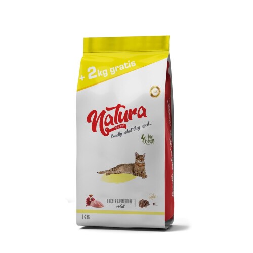 Natura Premium Tavuklu Narlı Düşük Tahıllı Yetişkin Kedi Maması 10 kg - 1