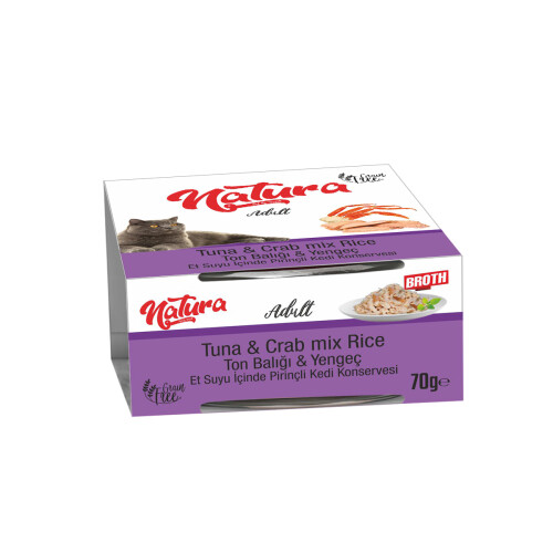 Natura Ton Balıklı ve Yengeçli Yetişkin Kedi Konservesi 70 gr - 1