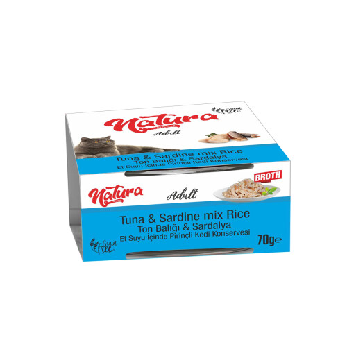 Natura Ton ve Sardalyalı Yetişkin Kedi Konservesi 70 gr - 1