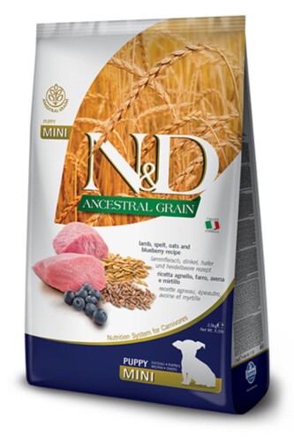 N&D Ancestral Grain Kuzu Etli ve Yaban Mersinli Küçük Irk Yavru Köpek Maması 800 gr - 1