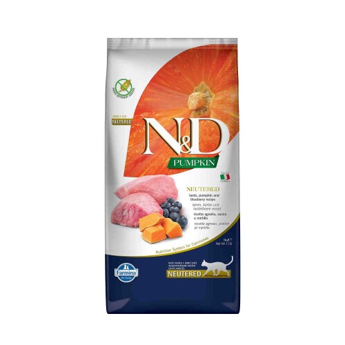 N&D Balkabaklı Kuzu Etli Yaban Mersinli Kısır Kedi Maması 5 kg - 1