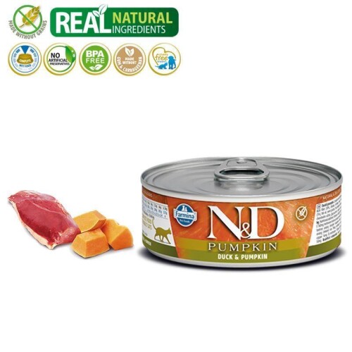 N&D Balkabaklı Tahılsız Ördekli Yetişkin Kedi Konservesi 70 gr - 1