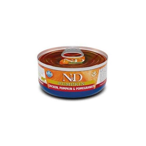 N&D Balkabaklı Tahılsız Tavuklu ve Narlı Yetişkin Kedi Konservesi 70 gr - 1