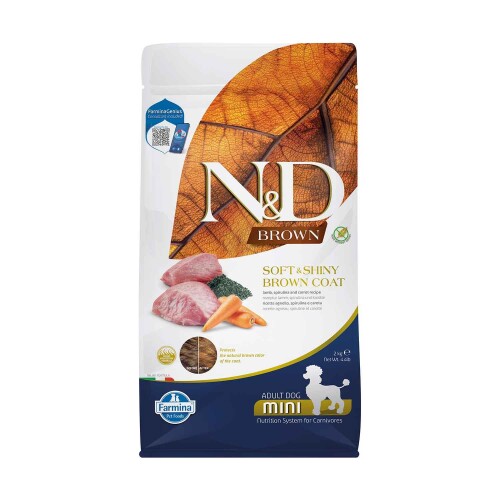 N&D Brown Kuzu, Patates, Havuç ve Spirulinalı Küçük Irk Yetişkin Köpek Maması 2 kg - 1