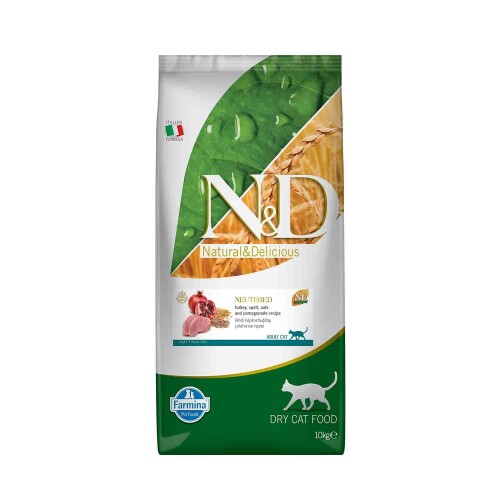 N&D Düşük Tahıllı Hindili Kısırlaştırılmış Yetişkin Kedi Maması 10 kg - 1