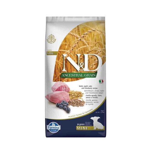 N&D Düşük Tahıllı Kuzu Etli Yaban Mersinli Küçük Irk Yavru Köpek Maması 7 kg - 1