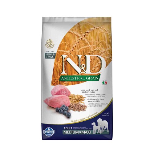 N&D Düşük Tahıllı Kuzu Etli Yaban Mersinli Orta ve Büyük Irk Yetişkin Köpek Maması 2,5 kg - 1