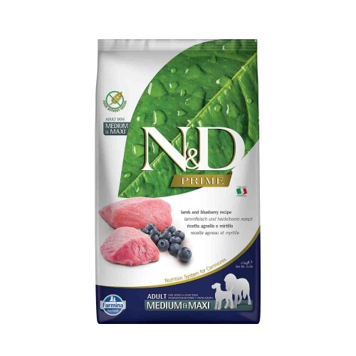 N&D Tahılsız Kuzu Etli Yaban Mersinli Orta ve Büyük Irk Yetişkin Köpek Maması 2,5 kg - 1