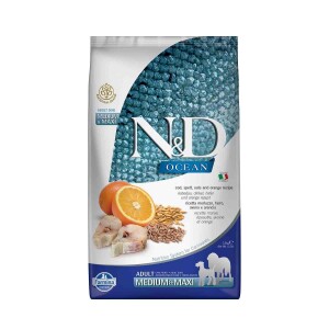 N&D Ocean Düşük Tahıllı Balıklı ve Portakallı Orta ve Büyük Irk Yetişkin Köpek Maması 2,5 kg - N&D