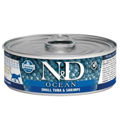 N&D Ocean Levrek ve Mürekkep Balıklı Karidesli Yetişkin Kedi Konservesi 80 gr - 1