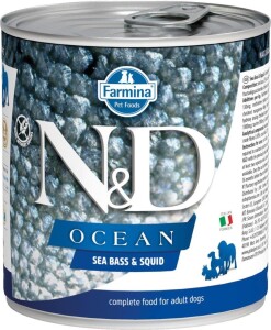 N&D Ocean Levrek ve Mürekkep Balıklı Yetişkin Köpek Konservesi 285 gr - N&D
