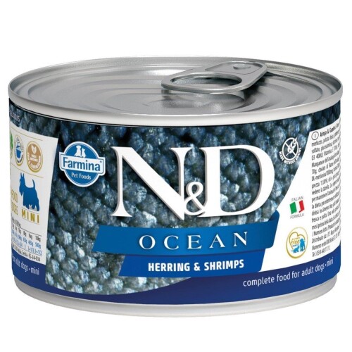 N&D Ocean Mini Ringa Balıklı ve Karidesli Yetişkin Köpek Konservesi 140 gr - 1