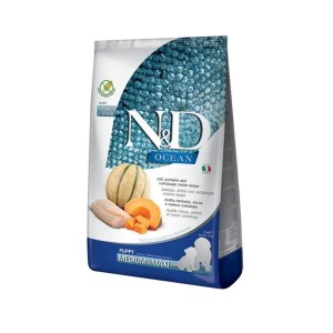 N&D Ocean Morina Balıklı Bal Kabaklı ve Kavunlu Orta ve Büyük Irk Tahılsız Yavru Köpek Maması 2,5 kg - N&D