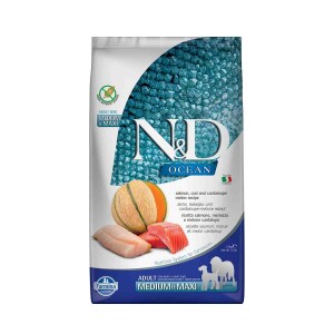 N&D Ocean Morina Balıklı Bal Kabaklı ve Kavunlu Orta ve Büyük Irk Tahılsız Yetişkin Köpek Maması 2,5 kg - N&D