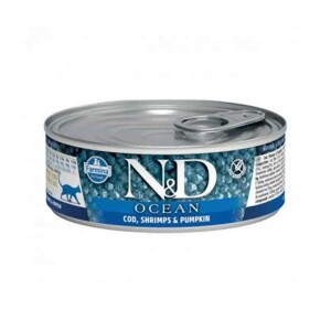 N&D Ocean Morina Balıklı Karidesli Balkabaklı Yetişkin Kedi Konservesi 80 gr - N&D