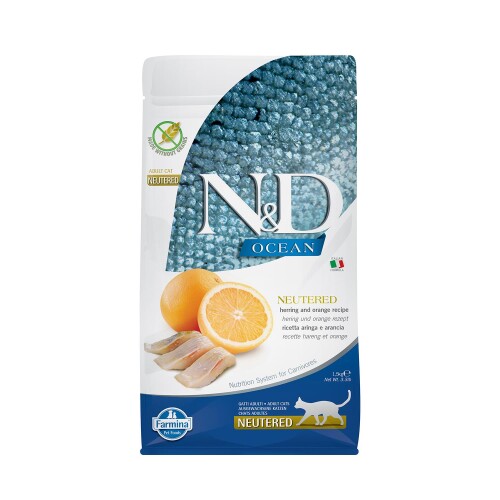 N&D Ocean Tahılsız Ringa Balığı ve Portakallı Kısırlaştırılmış Kedi Maması 1,5 kg - 1