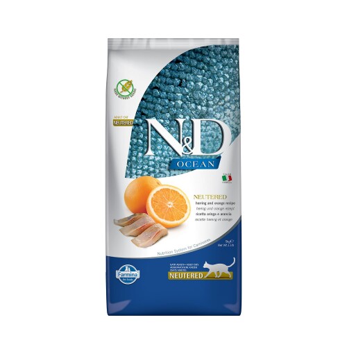 N&D Ocean Tahılsız Ringa Balığı ve Portakallı Kısırlaştırılmış Kedi Maması 5 kg - 1