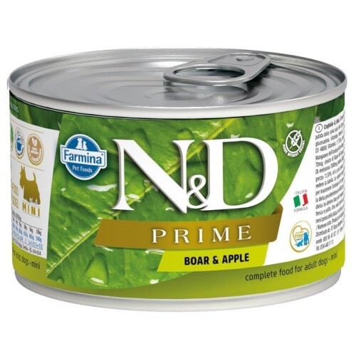 N&D Prime Mini Domuzu ve Elmalı Yetişkin Köpek Konservesi 140 gr - 1